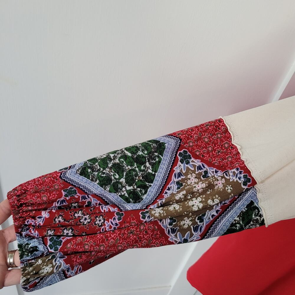 Umgee Size L Colorblock Mixed Print Fabric Long S… - image 4